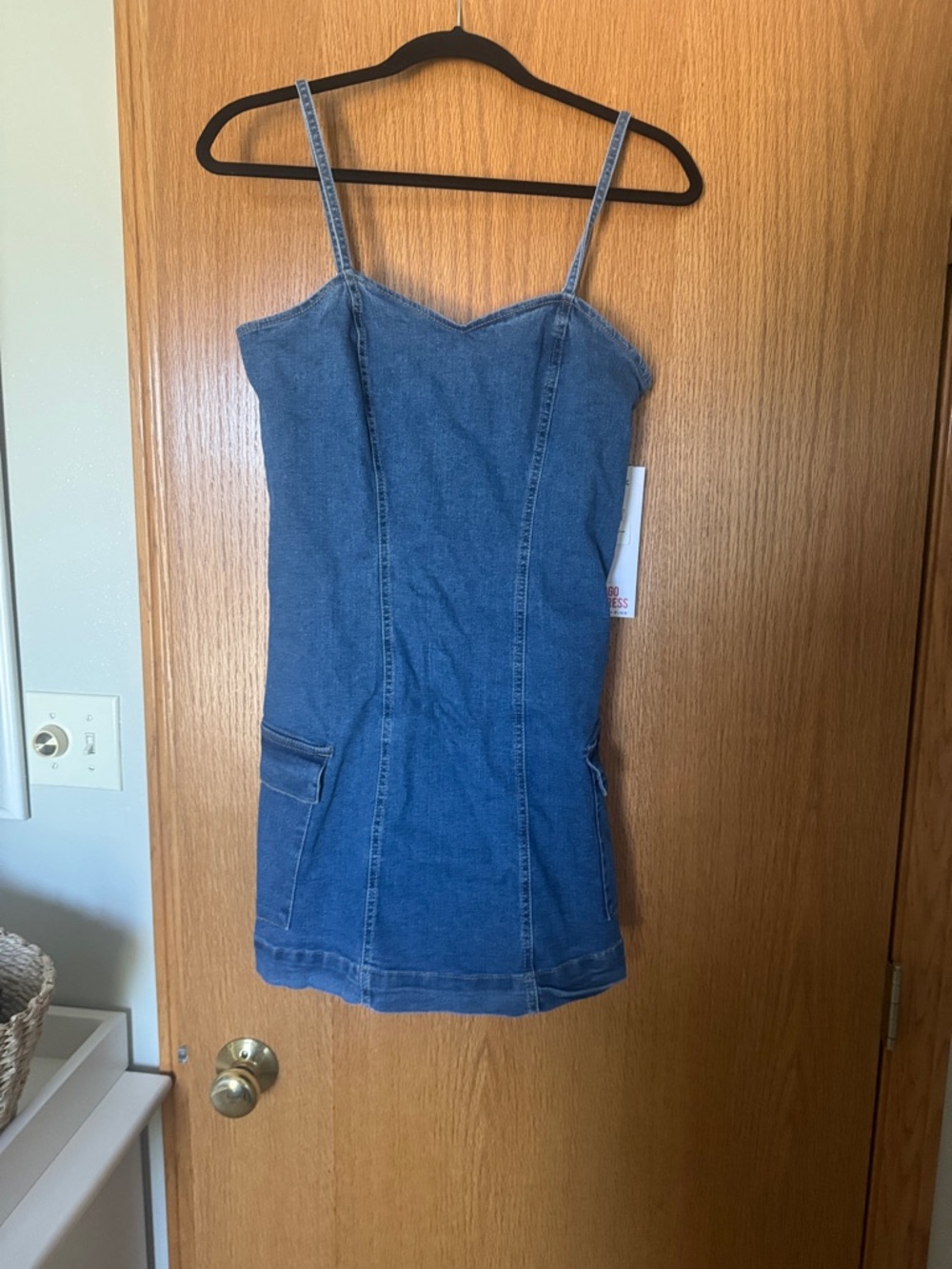 Celebrity Pink Denim Cargo Mini Dress - Blue